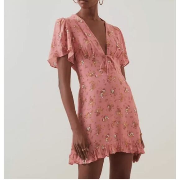 ReformationMya Mini Dress Floral Print Ruffled Multicolor Size 10 NWT